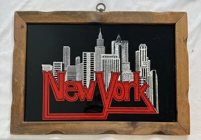 Vintage New York City Skyline Prismatic Metallic Foil Picture with Wooden Frame - Image 1 of 4