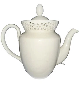 I.GODINGER CO. Coffee Tea Cocoa Chocolate Pot Lace Edge Elegant Cream Vintage - Picture 1 of 5
