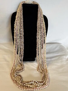 Hawaiian 100% Momi & Kahelelani Shell 5 Strand 44” Long Necklace- Lei Haleconia - Picture 1 of 6