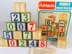 Completo De Colección 1978 Playskool Número Matemáticas Divertido Bloques de Madera Original Milton Bradley - Imagen 1 de 13