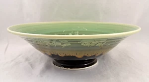 Crystalline Glazed Studio Art Pottery Bowl 9.25" Diameter Signed JS - Picture 1 of 7