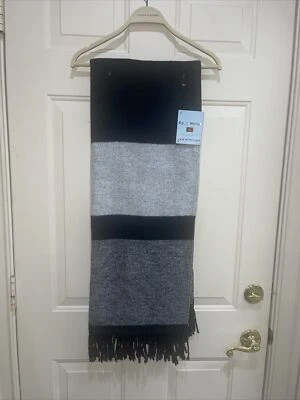 Roca Home Throw Blanket Made Portugal Cotton Blend Grey Black Colorblock 50x67” - Image 1 of 4
