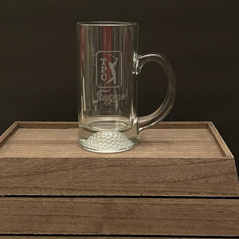 TPC Sawgrass Golfers Beer Mug / Glass Embedded Golf Ball Design Woods Barware Cover