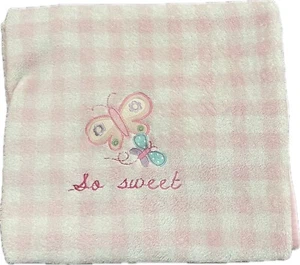 *READ* Garanimals Pink & White Gingham Plaid Butterfly So Sweet Baby Blanket - Picture 1 of 5