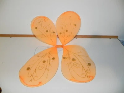 2 Pre-Owned Fairy Wings  Orange/Peach with gold glitter and 1 green - Image 1 of 4