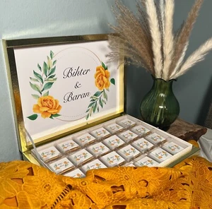 Personalisierte Schokobox Gastgeschenk Hochzeit Verlobung Schokolade - Bild 1 von 12