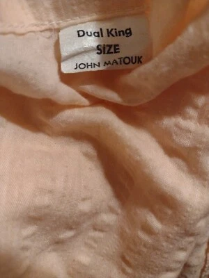 JOHN MATOUK Doble King Melocotón Seersucker Cobertor Borde Blanco De Colección Foto 1 de 4