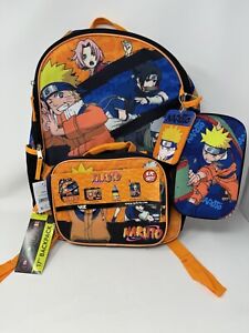 Bioworld Naruto Shippuden 17" Laptop Backpack & Lunch Bag Set 4-Piece Orange NEW
