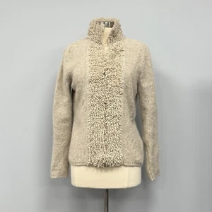 Cárdigan Suéter Country Shop Lana de Cordero y Conejo M Avena De Colección Grueso Difuso - Imagen 1 de 7