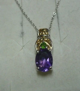 Amethyst & Diopside Necklace 20" 2 gemstones 1.14tcw MSRP$381 - Picture 1 of 6