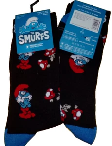 The SMURFS Papa Smurf PAIR of CREW CUT SOCKS Men's 7-12 Poly/Spandex The Rev's - Picture 1 of 9