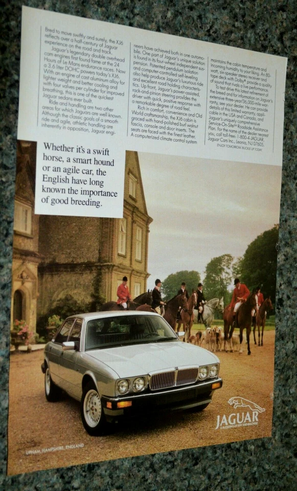 1989 JAGUAR XJ6 "UPHAM, HAMPSHIRE" ORIGINAL ADVERTISEMENT AD PRINT 89 XJ-6 - Image 1 of 1