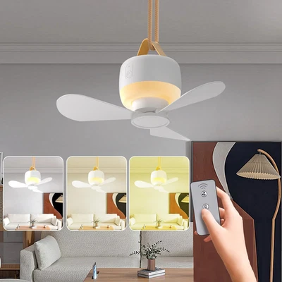 Портативный потолочный вентилятор для палатки, светодиодная лампа с пультом дистанционного управления, перезаряжаемый, уличный - Изображение 1 из 4