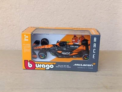 McLaren MCL38 2024 Lando Norris 1:43 Burago Modellino Formula 1 Die Cast - Immagine 1 di 4