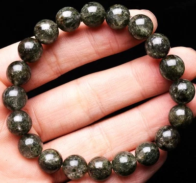 10.2mm Genuine Natural Green Mica Crystal Gemstone Round Beads Bracelet AAA - Image 1 of 4