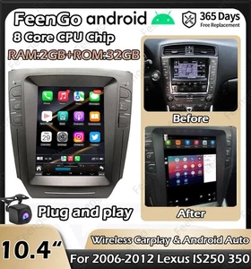 Radio estéreo para automóvil Android de 10,4" pantalla BT Carplay GPS AHD para lexus IS250 IS350 - Imagen 1 de 22
