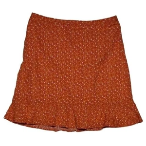 Dockers Women Orange Floral Print Skirt Size 10 Cotton Blend Ruffle Hem Lined - Picture 1 of 10