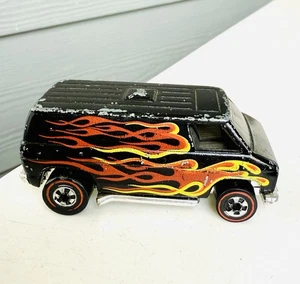 Hot Wheels Redline 1975 Super Van Black w Flames Plastic Base Original Toy - Picture 1 of 5