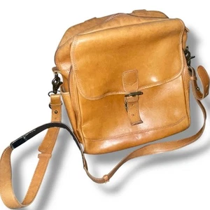 Vintage LL Bean Leather Utility Satchel Crossbody Messenger Full Zip Travel Tote - Picture 1 of 13