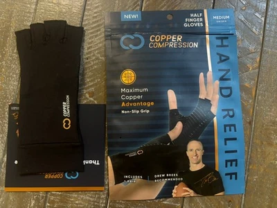 SOLO IZQUIERDA Guantes de compresión de cobre para artritis Soporte para manos Alivio del dolor Articular Med Foto 1 de 2