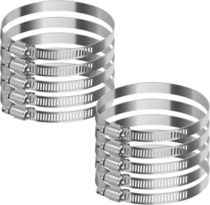 5 Inch Hose Clamp,10 Pack Stainless Steel Hose Clamps Large for 4 to 5 Inch Hose - Picture 1 of 12
