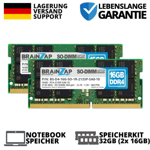 32GB (2x 16GB) DDR4 RAM PC4-2133P-SA0-10 SO-DIMM 1Rx8 1.2V CL15 Notebook Laptop
