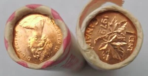 Rollo de máquina bancaria Canadian Penny CIBC 1979 papel blanco rojo (50 quilates) x 2 lote 17 - Imagen 1 de 3