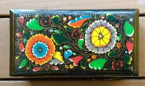 Khokhloma Style Painted Russian Wooden Glove / Trinket Box 10” x 5.25” RARE - Picture 1 of 3