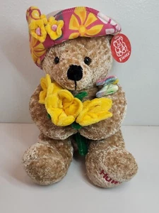 Vintage Hawaiian Teddy Bear Souvenir Stuffed Animal Plush Chenille l 14" Fiesta - Picture 1 of 20