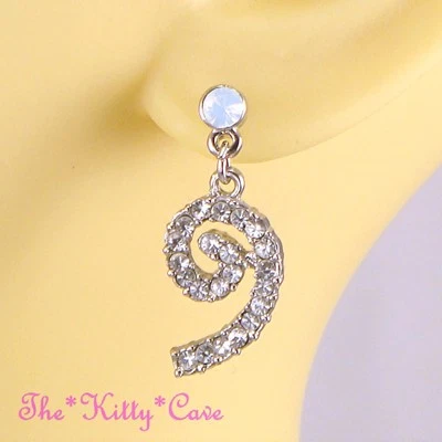 Vintage Deco Sparklling Silver Spirals Drop Earrings w/ Opal Swarovski Crystals - Image 1 of 4