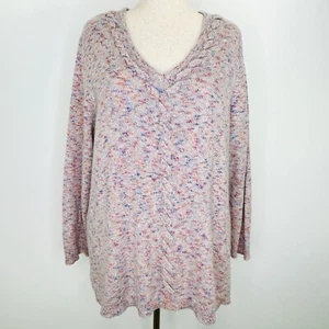 89th & Madison Sweater Women's 2X Cream Pink Blue Knit Boho Colorful Speckled - Bild 1 von 8