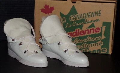 La Canadienne Shearling Lined White Leather Womens Boots EU37 6.5M $218 NWB - Image 1 of 4