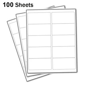 1000 etiquetas de envío de direcciones chorro de tinta láser 100 hojas 2""x4"" 10-UP 10 por hoja - Imagen 1 de 5