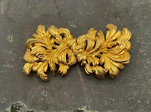 Vintage Gold Finish Double Leaves Gürtelschnalle - verziertes Statement - 4,75 Zoll - Bild 1 von 6