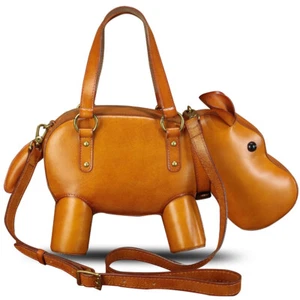 Echtleder Handtasche und Handtasche Damen süß Nilpferd Form Crossbody Schultertasche - Bild 1 von 11