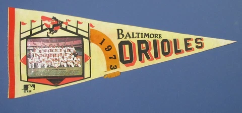 1973 Baltimore Orioles Baseball 30x12 Felt MLB Pennant with Team Photo Cover