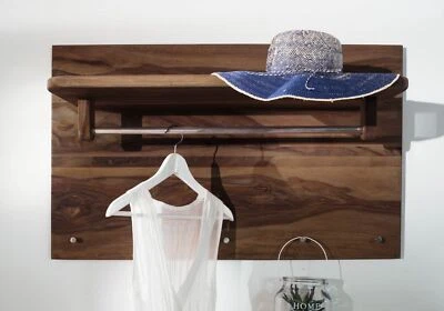 Wandgarderobe Gardarobe Kleiderstange 5 Kleiderhaken Sheesham Massivholz 100x60 - Bild 1 von 4