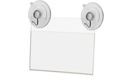 3.5"W x 2"H Window Mount Sign Holder Suction Cup with Hooks Lot of 2 - Image 1 of 4
