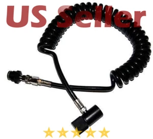 Paintball Remote Line Coiled Hose ASA Quick Release HPA CO2 ALL Paintball Tanks - Picture 1 of 3