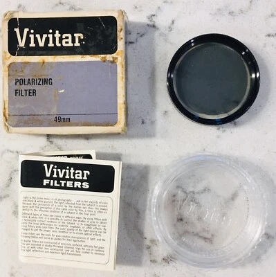 VIVITAR 49MM POLARIZING FILTER WITH BOX ~ CASE ~ MANUAL - Image 1 of 4
