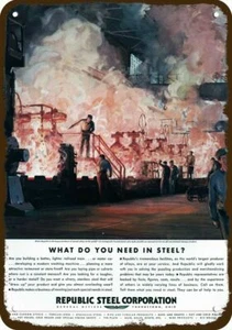 1934 REPUBLIC STEEL Youngstown Ohio Vintage-Look DECORATIVE REPLICA METAL SIGN - Picture 1 of 1