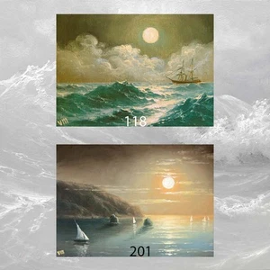 LOT #17 of 2 ACEO ART PRINTS SEASCAPE GIFT Ocean Crimea Moon  Storm Black Sea - Picture 1 of 1