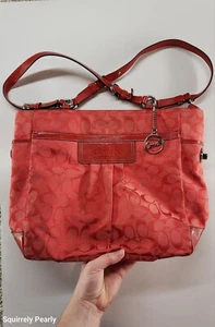 Coach Brick Red Jacquard with Leather Accent Purse - Picture 1 of 11