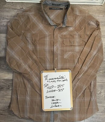 Sean John ~ Para Hombres XXL ~ Abotonada ~ Camisa Marrón a Cuadros ~ Manga Larga ~ ¡CE! Foto 1 de 4