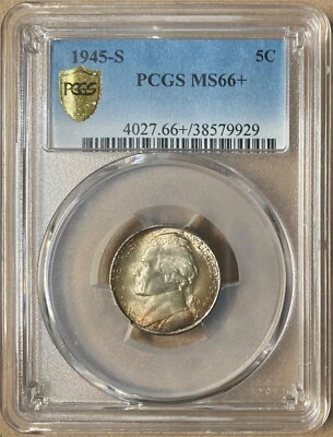 1945-S PCGS MS66+ Jefferson Nickel 5c - Toned - Image 1 of 3