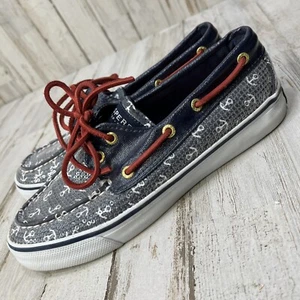 Sperry Top-Sider Boat Shoes Womens 6M Blue Sequin Anchor Nautical Flats 9688771 - Picture 1 of 12