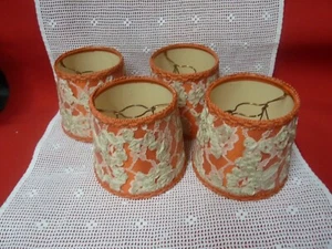VINTAGE REFURBISHED SET OF 4 LOT CLIP ON BULP LAMP LIGHT SHADE SHADE LACE RIBBON - Picture 1 of 12