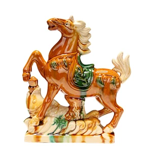 Tang Tricolor Caballo Adorno Adorno Adorno Cerámica Artesanía Regalo - Imagen 1 de 33