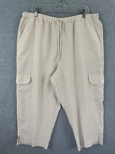 Orvis Women's XL Pull On Capris Beige White Seersucker Stripe Lightweight Pocket - Picture 1 of 12