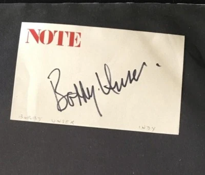 1970'S BOBBY UNSER INDY RACING CAR DRIVER HAND SIGNED INDEX CARD W/COA 42723 - Image 1 of 2
